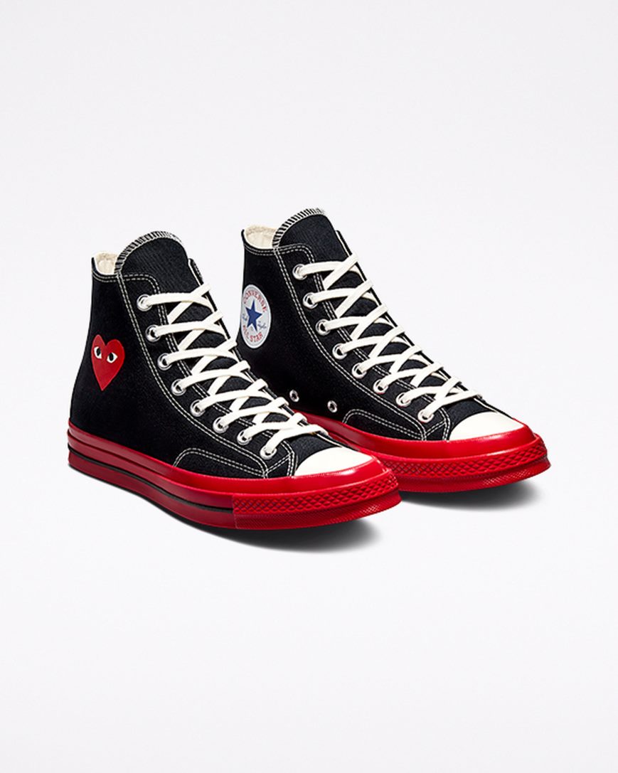 Tenisky Vysoke Converse x Comme des Garçons PLAY Chuck 70 Panske Čierne Červené | SK KSOCX5